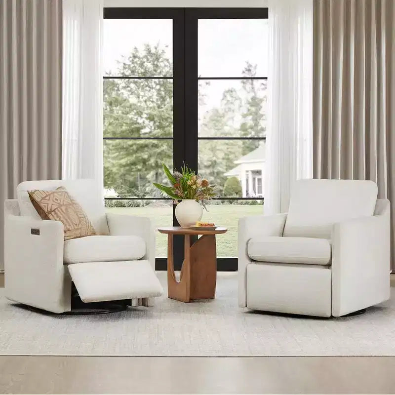 Poltrona reclinabile a parete Spruce & Spring Power Swivel con poggiapiedi elettrico