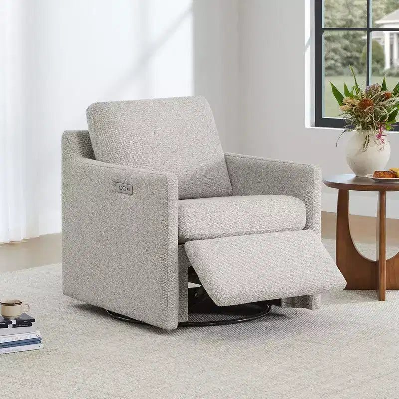 Poltrona reclinabile a parete Spruce & Spring Power Swivel con poggiapiedi elettrico