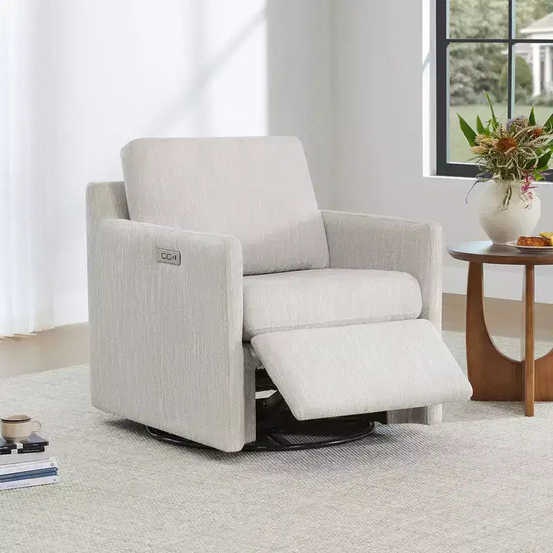 Poltrona reclinabile a parete Spruce & Spring Power Swivel con poggiapiedi elettrico