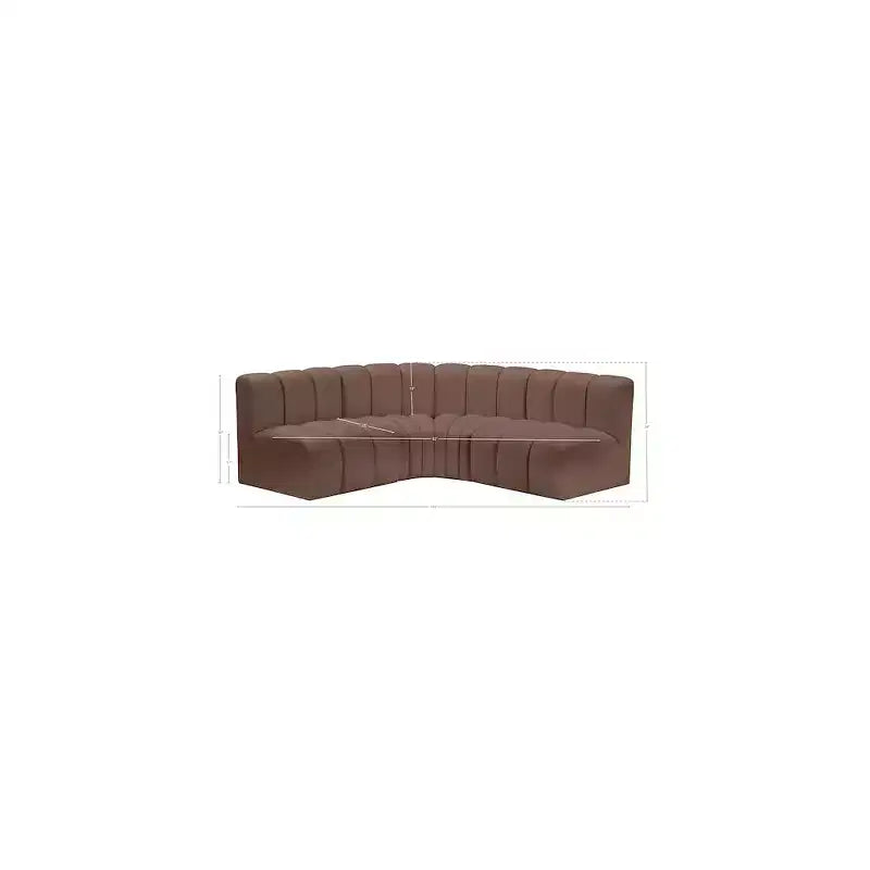 Meridian Furniture, divano modulare Arc in pelle vegana marrone