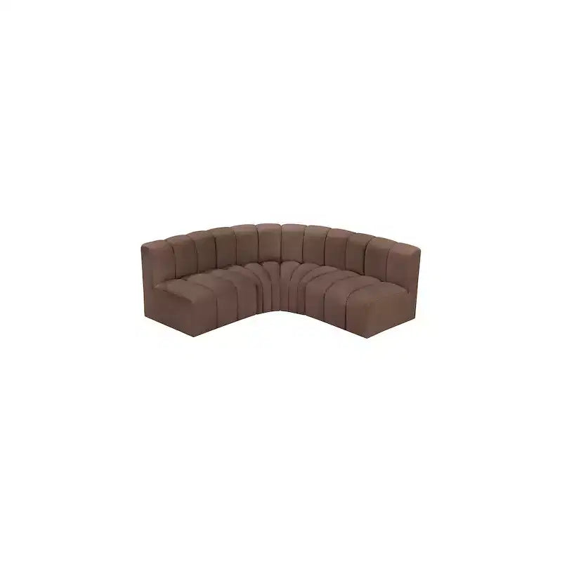 Meridian Furniture, divano modulare Arc in pelle vegana marrone