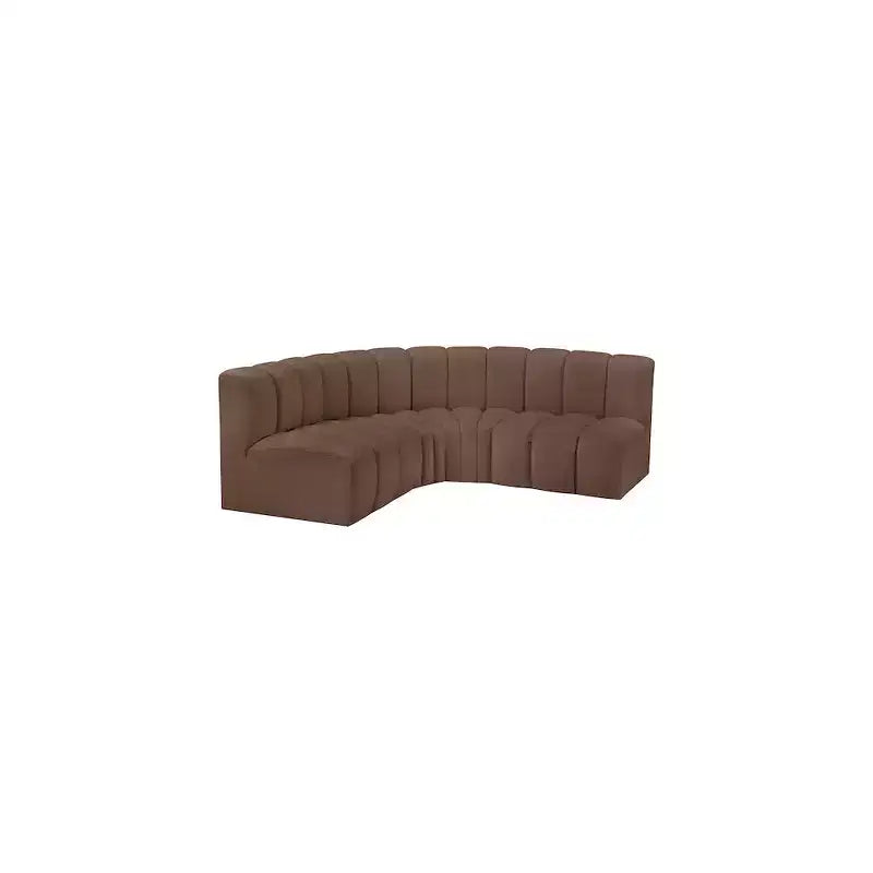 Meridian Furniture, divano modulare Arc in pelle vegana marrone