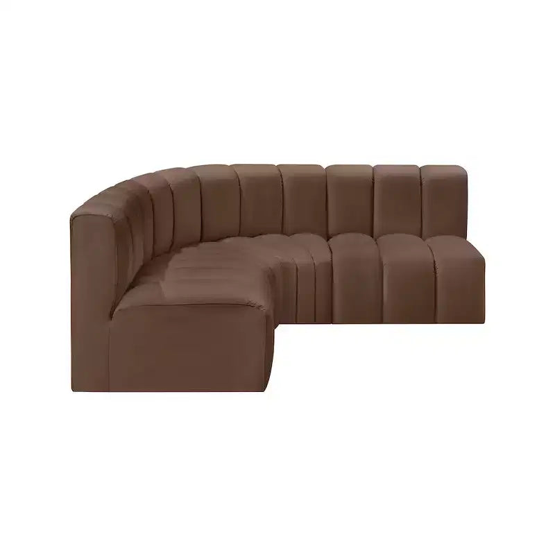 Meridian Furniture, divano modulare Arc in pelle vegana marrone