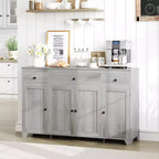 Madia credenza da 139,7 cm con 3 cassetti e 4 ante, mobiletto contenitore da cucina con ripiani regolabili per sala da pranzo e soggiorno