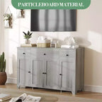 Madia credenza da 139,7 cm con 3 cassetti e 4 ante, mobiletto contenitore da cucina con ripiani regolabili per sala da pranzo e soggiorno