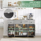 Madia credenza da 139,7 cm con 3 cassetti e 4 ante, mobiletto contenitore da cucina con ripiani regolabili per sala da pranzo e soggiorno