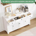 Madia credenza da 139,7 cm con 3 cassetti e 4 ante, mobiletto contenitore da cucina con ripiani regolabili per sala da pranzo e soggiorno