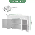 Madia credenza da 139,7 cm con 3 cassetti e 4 ante, mobiletto contenitore da cucina con ripiani regolabili per sala da pranzo e soggiorno