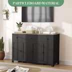 Madia credenza da 139,7 cm con 3 cassetti e 4 ante, mobiletto contenitore da cucina con ripiani regolabili per sala da pranzo e soggiorno
