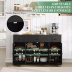 Madia credenza da 139,7 cm con 3 cassetti e 4 ante, mobiletto contenitore da cucina con ripiani regolabili per sala da pranzo e soggiorno