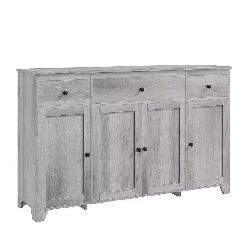 Madia credenza da 139,7 cm con 3 cassetti e 4 ante, mobiletto contenitore da cucina con ripiani regolabili per sala da pranzo e soggiorno