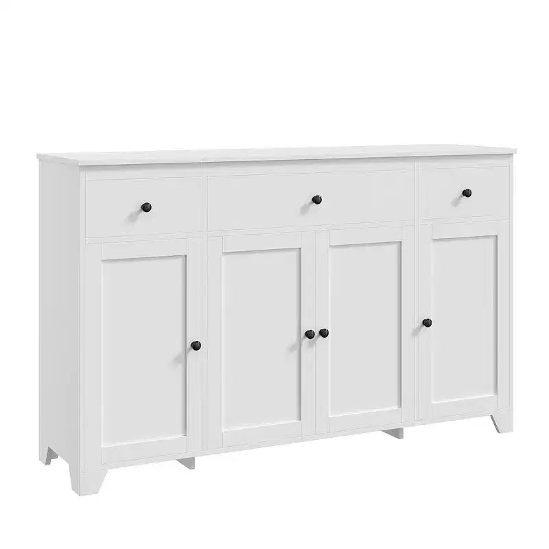 Madia credenza da 139,7 cm con 3 cassetti e 4 ante, mobiletto contenitore da cucina con ripiani regolabili per sala da pranzo e soggiorno