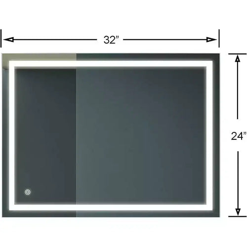 Specchio LED per bagno 32 x 24 pollici, 3 colori dimmerabili, da parete per trucco, con controllo interruttore a muro, impermeabile, antiappannamento