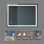 Specchio LED per bagno 32 x 24 pollici, 3 colori dimmerabili, da parete per trucco, con controllo interruttore a muro, impermeabile, antiappannamento
