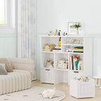Organizzatore Porta Giochi, Libreria per Bambini con Contenitore Portaoggetti con 3 Cassetti Rimovibili e Ruote Nascoste - Bianco (Camera da Letto/Sala Giochi/Nursery)