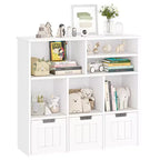 Organizzatore Porta Giochi, Libreria per Bambini con Contenitore Portaoggetti con 3 Cassetti Rimovibili e Ruote Nascoste - Bianco (Camera da Letto/Sala Giochi/Nursery)