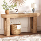 Tavolo consolle lungo 160 cm - Tavolo da divano dietro il divano, Tavolo rettangolare in legno stile rustico per ingresso, corridoio, soggiorno