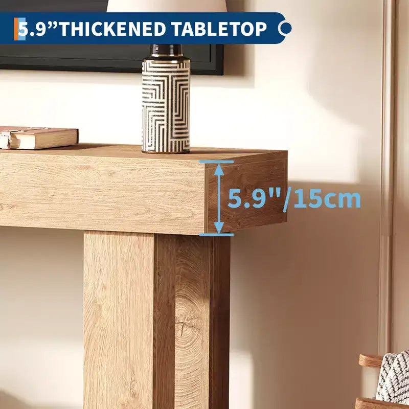 Tavolo consolle lungo 160 cm - Tavolo da divano dietro il divano, Tavolo rettangolare in legno stile rustico per ingresso, corridoio, soggiorno