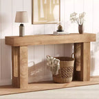 Tavolo consolle lungo 160 cm - Tavolo da divano dietro il divano, Tavolo rettangolare in legno stile rustico per ingresso, corridoio, soggiorno