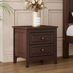 Acekool Mid Century Nightstand with 2 Storage Drawers, Retro Walnut Bedside End Table for Bedroom, Living Room, Office, Easy Assembly