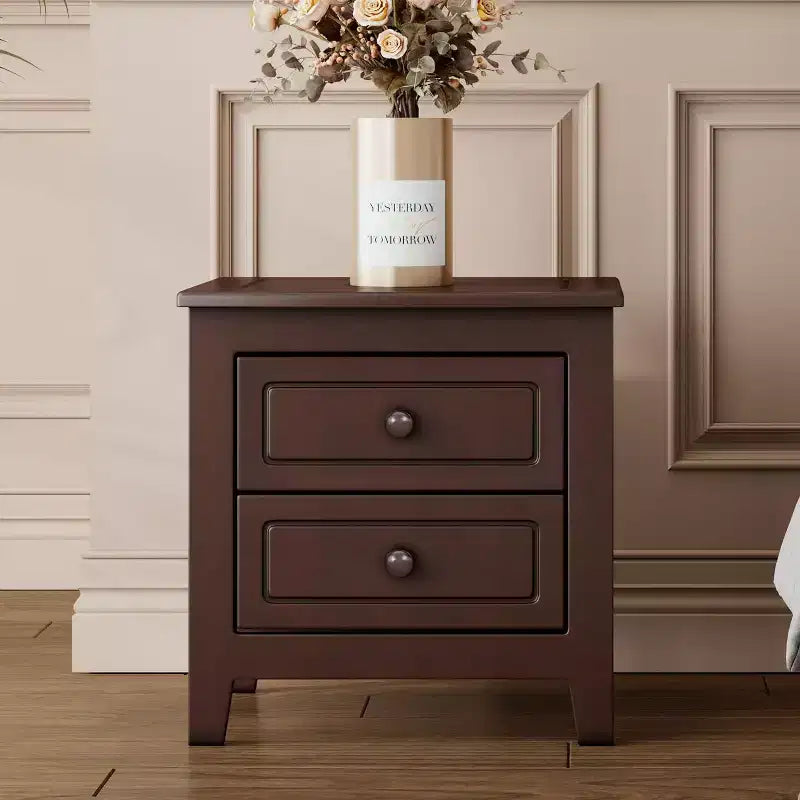 Comodino Acekool Mid Century con 2 cassetti, tavolino da caffè retrò in noce per camera da letto, soggiorno, ufficio, facile da montare