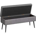 Panca Ottomana Contenitore da 121,4 cm con Rivestimento in Pelle, Cerniere Robuste, Seduta Poggiapiedi per Camera da Letto o Ingresso