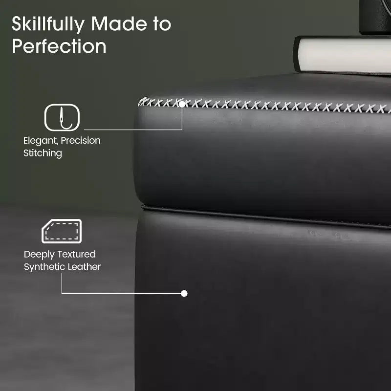Panca Ottomana Contenitore da 121,4 cm con Rivestimento in Pelle, Cerniere Robuste, Seduta Poggiapiedi per Camera da Letto o Ingresso
