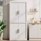 Coolmee Dispensa Alta da Cucina, Mobile Contenitore con 2 Ante e Ripiani Regolabili, Armadio Dispensa e Ampio Spazio per Sala da Pranzo e Soggiorno