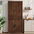Coolmee Dispensa Alta da Cucina, Mobile Contenitore con 2 Ante e Ripiani Regolabili, Armadio Dispensa e Ampio Spazio per Sala da Pranzo e Soggiorno