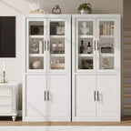 Coolmee Dispensa Alta da Cucina, Mobile Contenitore con 2 Ante e Ripiani Regolabili, Armadio Dispensa e Ampio Spazio per Sala da Pranzo e Soggiorno