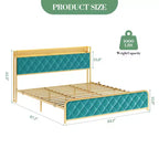 TROPOW King Size Giroletto con Stazione di Ricarica e Luci a LED, Letto King Size con Testiera in Velluto e Contenitore