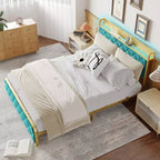 TROPOW King Size Giroletto con Stazione di Ricarica e Luci a LED, Letto King Size con Testiera in Velluto e Contenitore