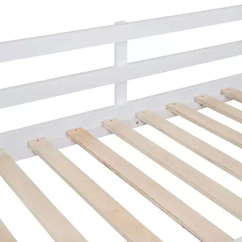 Letto a castello in legno con tetto, a castello basso, con scivolo e scaletta