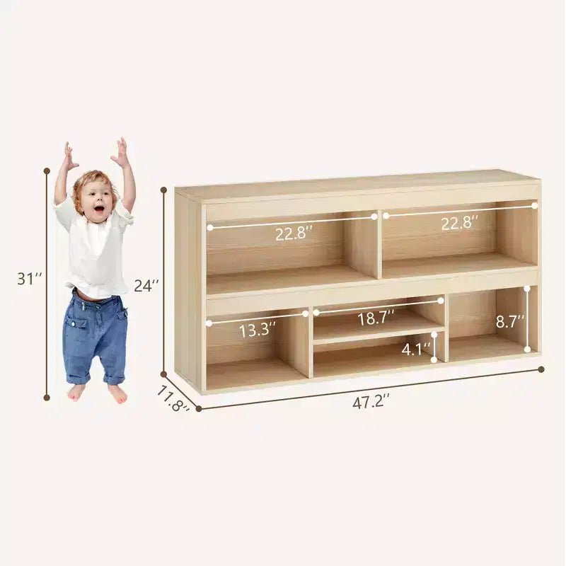 TROPOW Organizzatore Contenitore Giocattoli 6 Cubi Scaffale per Bambini Armadietto in Legno Mobiletto con Ripiani Casette per Bambini, Mensole, Armadietto per Bambini, Libreria per Bambini, Stanza dei Giochi, Legno