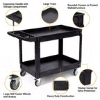 Carrello di Servizio a 2 Ripiani, Carrello Portautensili con Ruote da 250 kg, Organizer Mobile Multiuso, per Magazzino, Officina, Garage