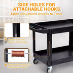 Carrello di Servizio a 2 Ripiani, Carrello Portautensili con Ruote da 250 kg, Organizer Mobile Multiuso, per Magazzino, Officina, Garage