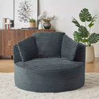 GDFStudio Lewiston Sedia Rotonda Contemporanea Imbottita in Velluto a Coste con Schienale Imbottito