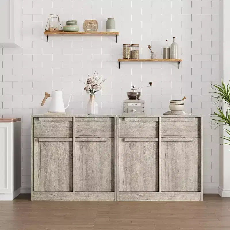 62.4 Credenza Buffet - Mobile Contenitore a 4 Cassetti per Cucina, Sala da Pranzo e Soggiorno