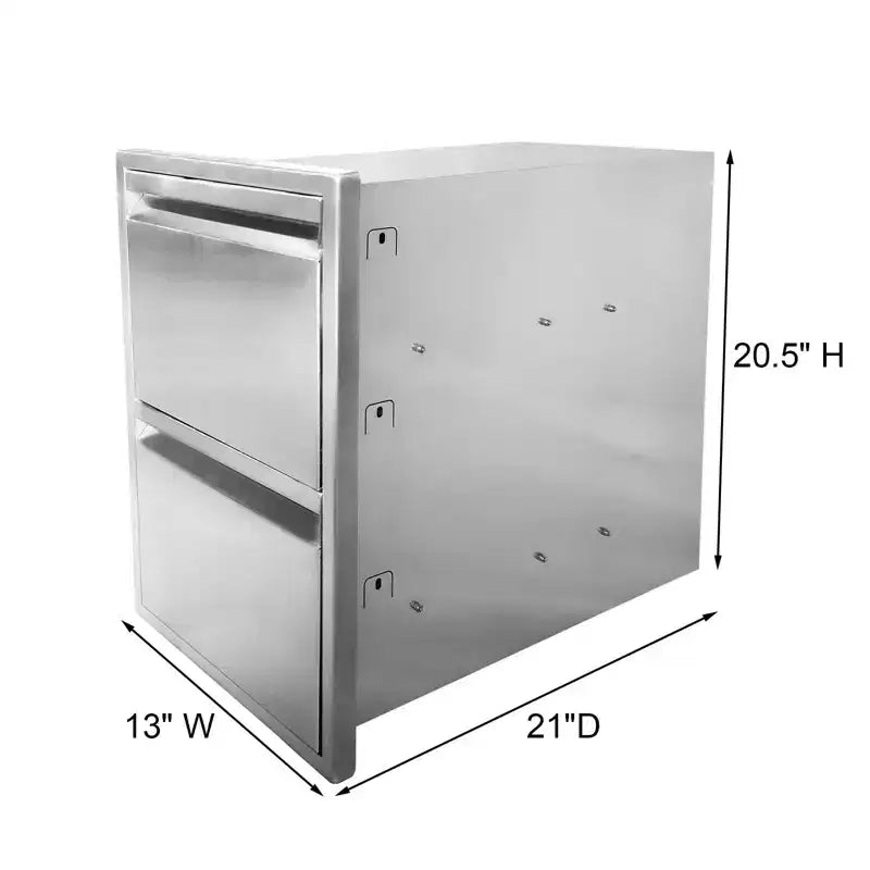 Cassetti per barbecue da incasso in acciaio inossidabile 13 x 21 con maniglia scanalata, per isola cucina esterna o stazione grill da patio