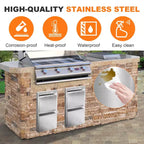 Cassetti per barbecue da incasso in acciaio inossidabile 13 x 21 con maniglia scanalata, per isola cucina esterna o stazione grill da patio