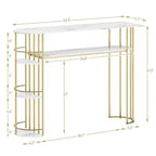 TROPOW 43.5 Tavolino Consolle Oro Tavolini Divano Stretti Tavolo d'Ingresso Stretto con Ripiani e Ripiani Contenitore, Tavolo da Corridoio Dietro il Divano, Mobile Moderno per Camera da Letto