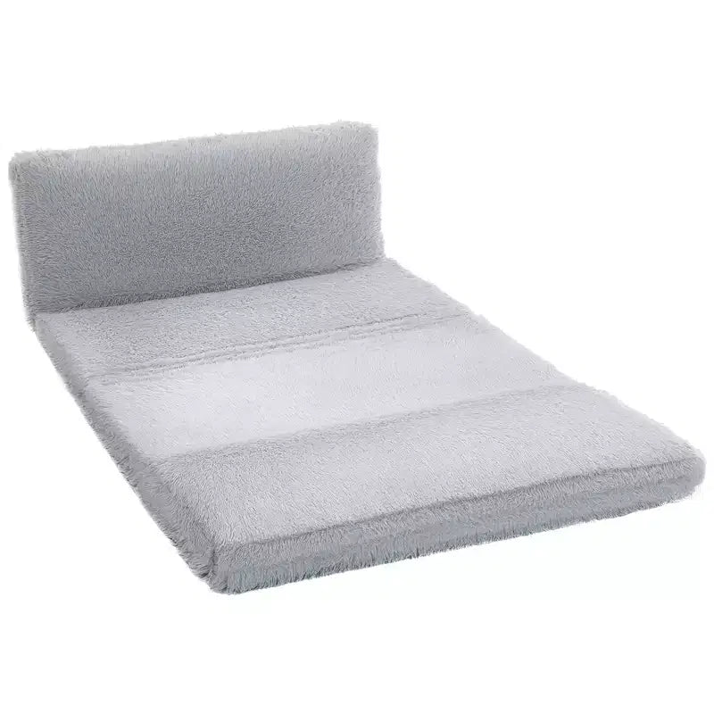 HOMCOM Divano Letto a Sacco da Terra Contemporaneo, Ampio Materasso Pieghevole in Peluche, Imbottitura in Schiuma, Divano Letto a Parete