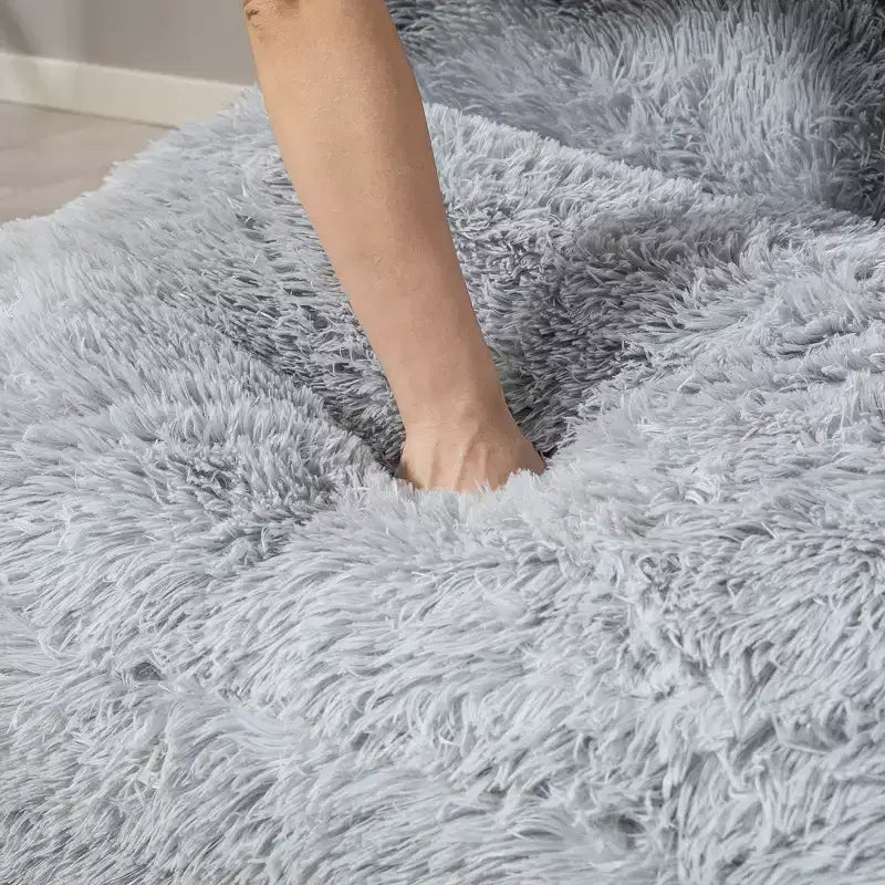 HOMCOM Divano Letto a Sacco da Terra Contemporaneo, Ampio Materasso Pieghevole in Peluche, Imbottitura in Schiuma, Divano Letto a Parete