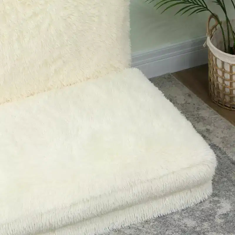 HOMCOM Divano Letto a Sacco da Terra Contemporaneo, Ampio Materasso Pieghevole in Peluche, Imbottitura in Schiuma, Divano Letto a Parete