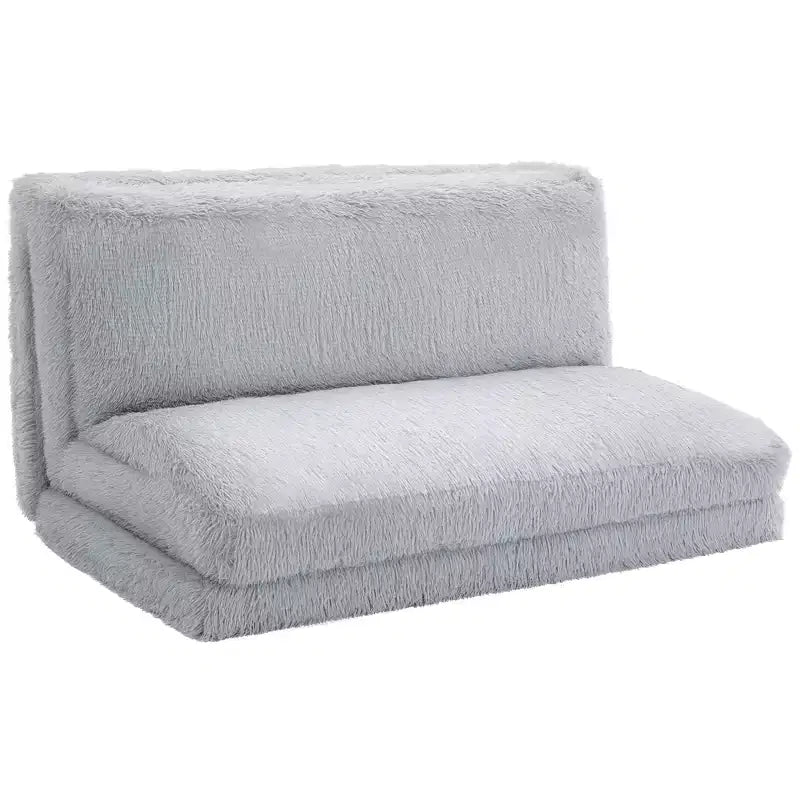 HOMCOM Divano Letto a Sacco da Terra Contemporaneo, Ampio Materasso Pieghevole in Peluche, Imbottitura in Schiuma, Divano Letto a Parete