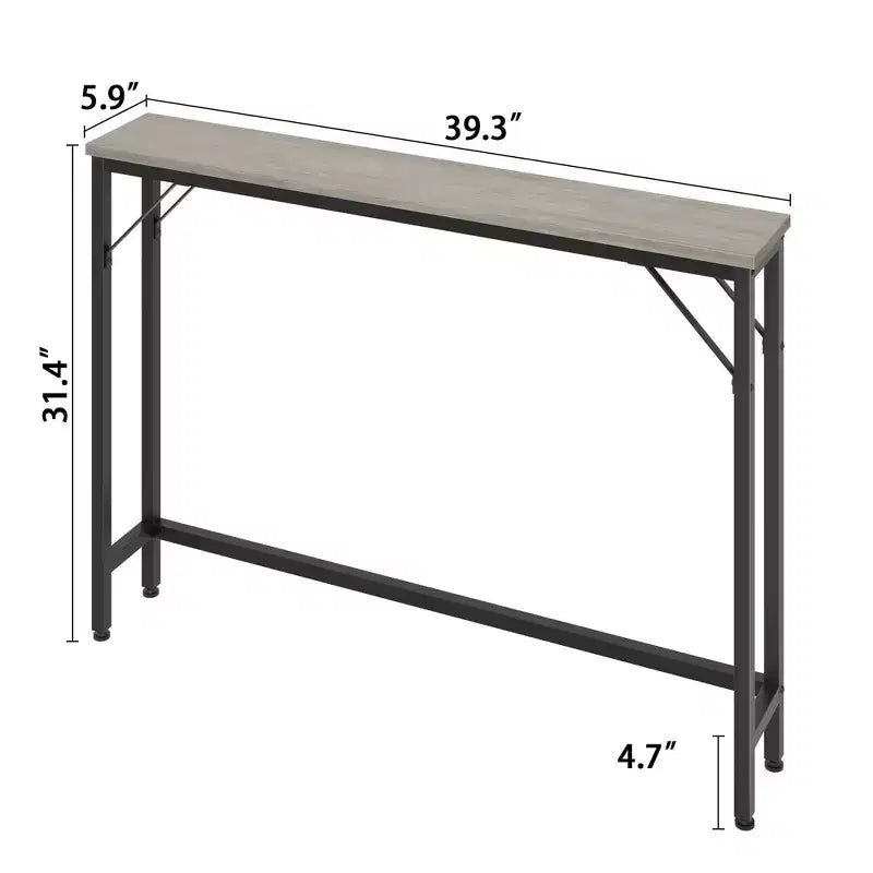 GustoWave Tavolino Consolle Stretto, Tavolo da Divano da 39,4", Tavolo Dietro il Divano per Soggiorno, Tavolo da Corridoio Industriale per Ingresso, Grigio