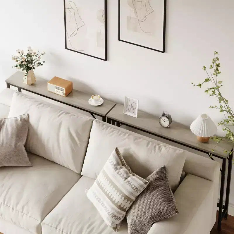 GustoWave Tavolino Consolle Stretto, Tavolo da Divano da 39,4", Tavolo Dietro il Divano per Soggiorno, Tavolo da Corridoio Industriale per Ingresso, Grigio