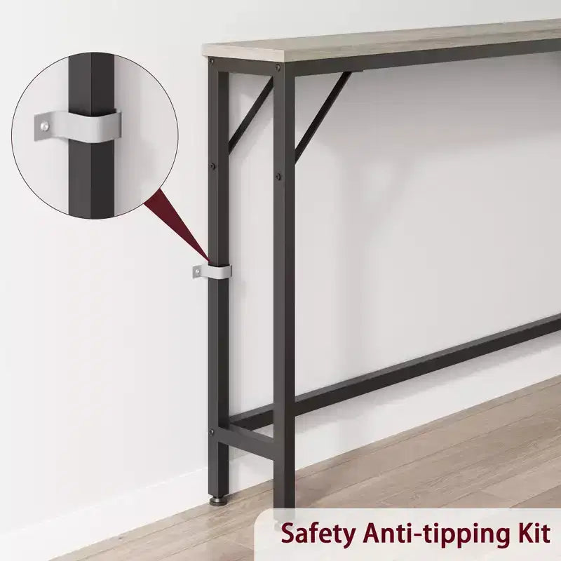 GustoWave Tavolino Consolle Stretto, Tavolo da Divano da 39,4", Tavolo Dietro il Divano per Soggiorno, Tavolo da Corridoio Industriale per Ingresso, Grigio