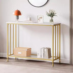 GustoWave Tavolino Console Stretto da 41,5'', Tavolo d'Appoggio per Divano a 2 Ripiani in Legno, Mobile per Ingresso, Soggiorno, Corridoio, Facile Montaggio