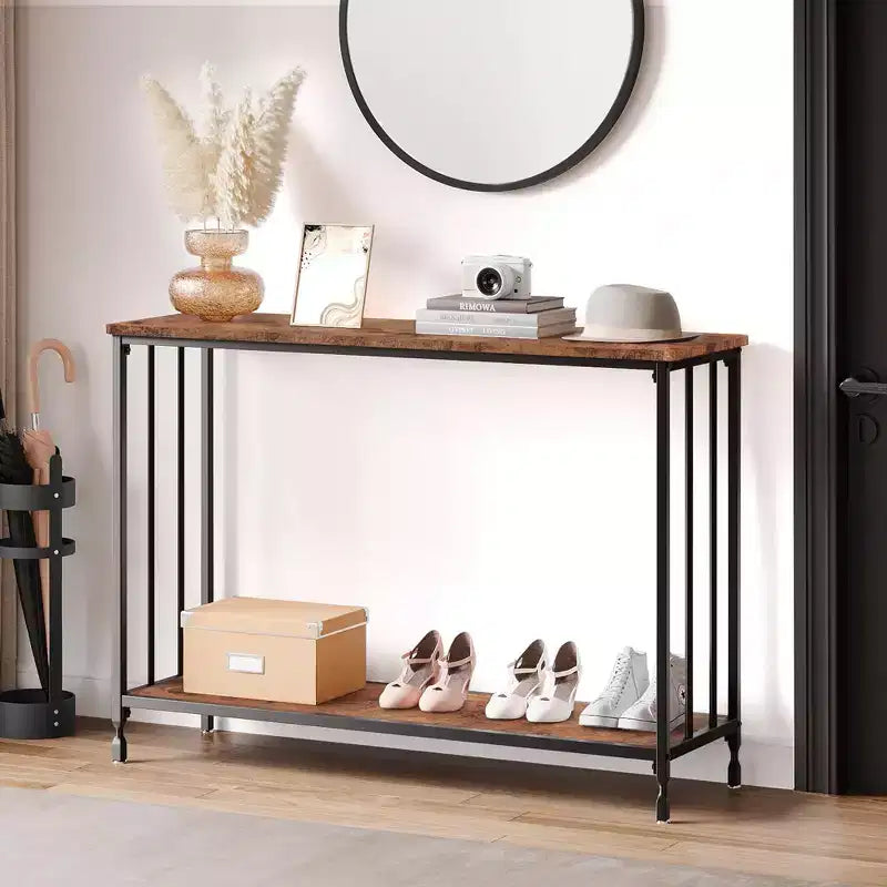 GustoWave Tavolino Console Stretto da 41,5'', Tavolo d'Appoggio per Divano a 2 Ripiani in Legno, Mobile per Ingresso, Soggiorno, Corridoio, Facile Montaggio
